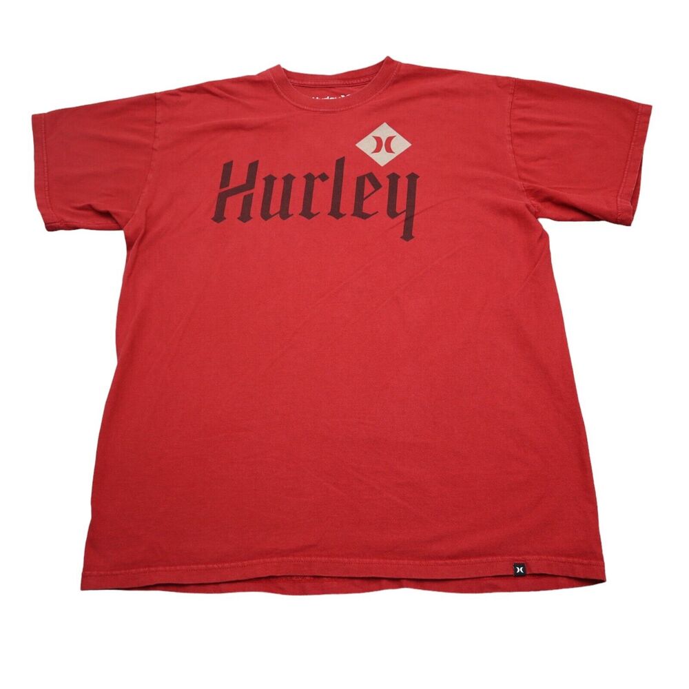 Hurley Shirt Mens XL Red Crew Neck Short Sleeve Logo Print Classic Fit Tee